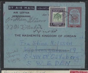 JORDAN COVER (P1202B)     35F   AEROGRAM +5F AMMAN   TO SWEDEN 