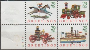 2715-18a, Pane of 4 W/PL# on Tab.  Greetings , MNH, .29 cent.(d)