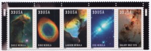 Scott #3388a (3384-88) Hubble Telescope Plate Strip of 5 Stamps - MNH Top