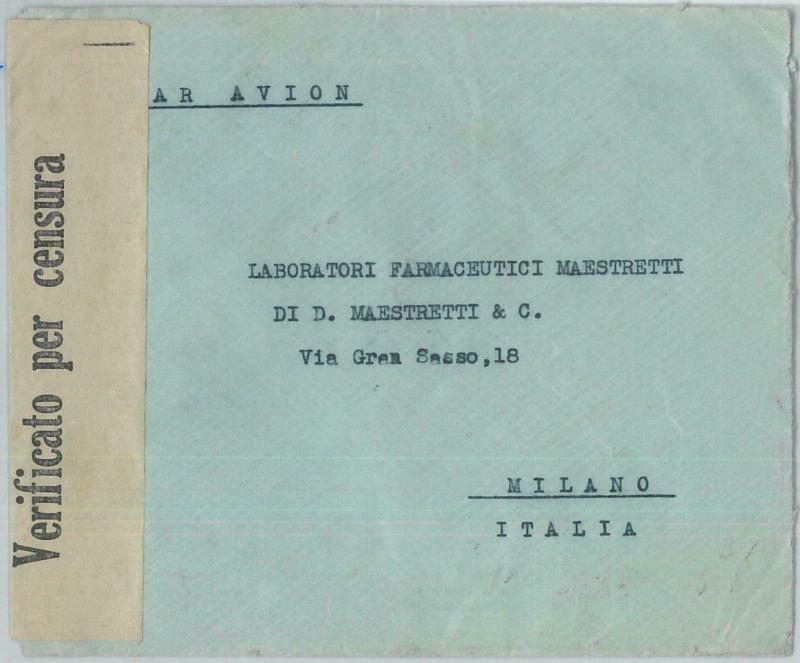 77545 - GREECE  - Postal History -  COVER  to  ITALY  1941 ---  CENSURE TAPE