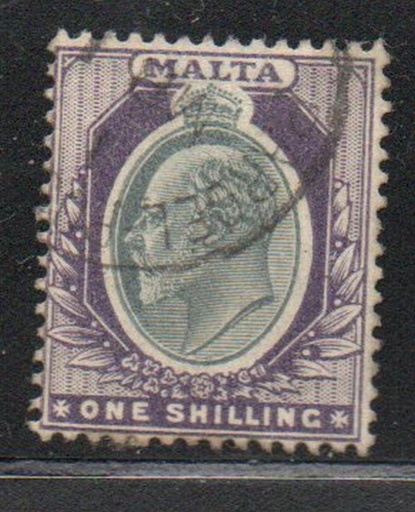 Malta Sc 27 1903 1/  violet & gray Edward VII stamp used