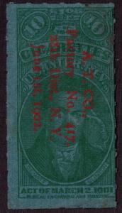 USA  Int Rev  F-VF 10 Cigarettes 1901 stamp used 