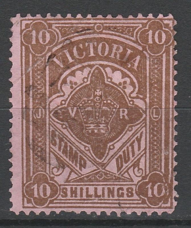 VICTORIA 1884 CROWN STAMP DUTY 10/- POSTALLY USED