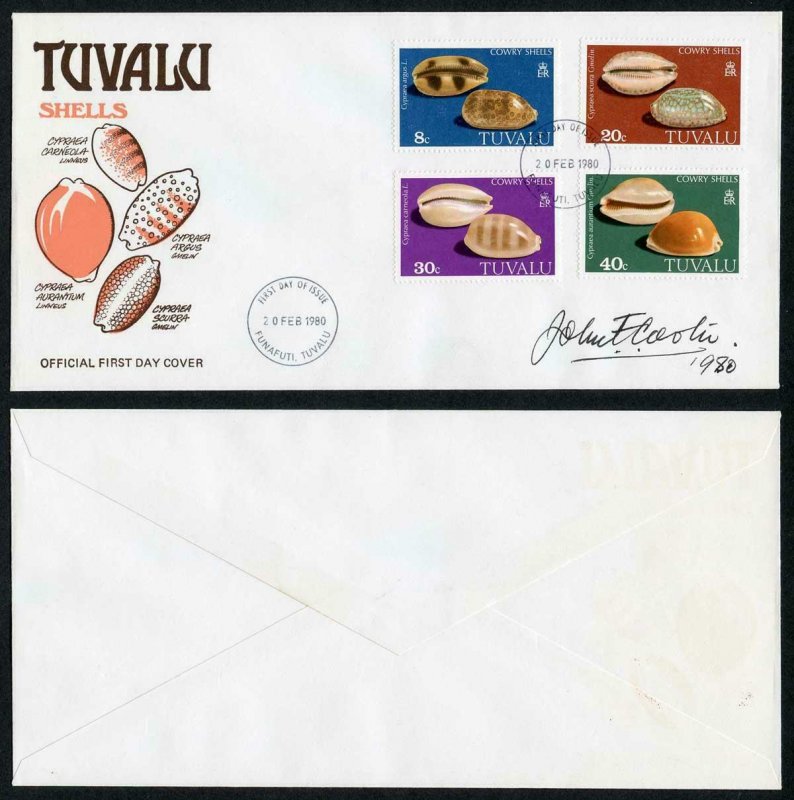 Tuvalu 1979 SHELL set On FDC Signed by the designer John Cooter 