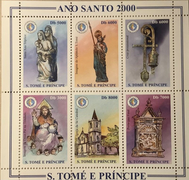 SANT TOME & PRINCIPE 2000. AÑO SANTO 2000. 6 stamps M/S  NHM