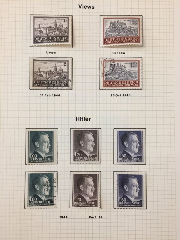 German Occupation Poland 1942/44 MH Used on Pages (Apx 95+ Items) SK699 