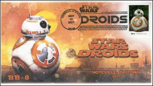21-114, 2021,Star Wars Droids, BB-8, Event Cover, Pictorial Postmark, Hoteville