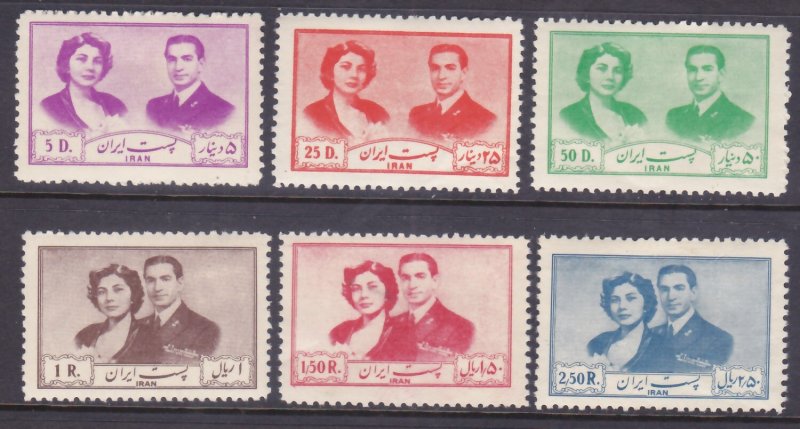 Iran 941-46 Mint OG 1951 Wedding of Mohammad Reza to Soraya Esfandiari Full Set