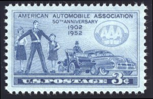 US 1007 3c 1952 American Automobile Association PSAG grade 100 NH