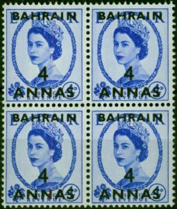 Bahrain 1956 4a on 4d Ultramarine SG98 V.F MNH Block of 4 (2)