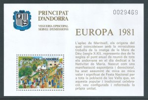 Andorra Spanish #127A NH Europa '81 SS