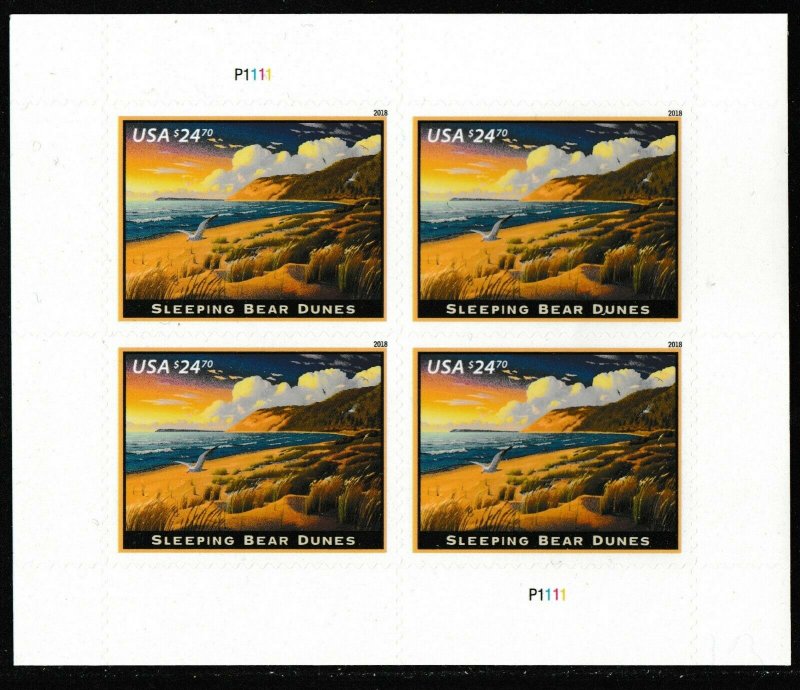 US 5258 Express Mail Sleeping Bear Dunes $24.70 sheet (4 stamps) MNH 2018