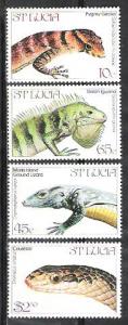 St. Lucia 661-4 MNH Set - Snake, Reptiles