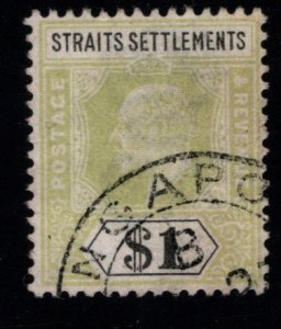 Straits Settlements Scott 102 Used  1$ KEVII Singapore Cancel collectors mark