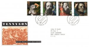 FIRST DAY COVER GREAT BRITAIN ALFRED LORD TENNYSON SET OF 4 VALUES 1992