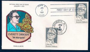 UNITED STATES FDC 15¢ Dirksen DUAL 1981 Collins H-P L301