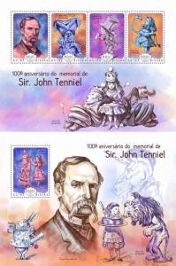 John Tenniel Art Literature Alice United Kingdom Guinea-Bissau MNH stamp set