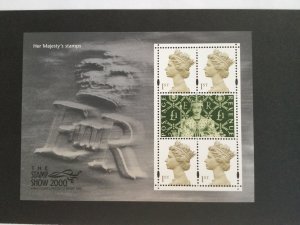 GB MS 2147. Her Majesty's Stamps - stamp show international 2000 mini-sh...