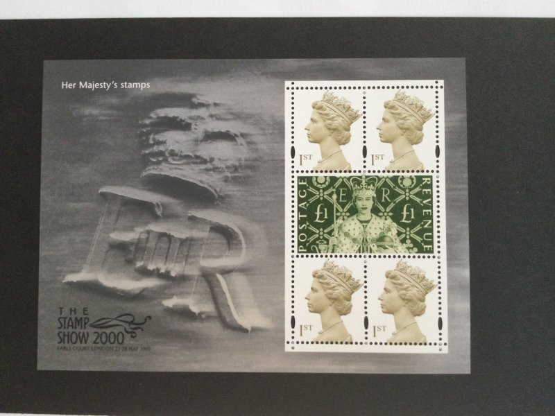 GB MS 2147. Her Majesty's Stamps - stamp show international 2000 mini-sh...