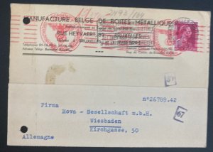 1942 Bruxelles Belgium Typewriter Postcard Cover To Wiesbaden Germany