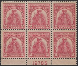 Scott #657 MNH OG XF Plate Block of Six 1929 John Sullivan Stamp