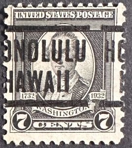 US #712 Used 7c Washington w/Honolulu Hawaii Precancel 1932 [B4.7.4]