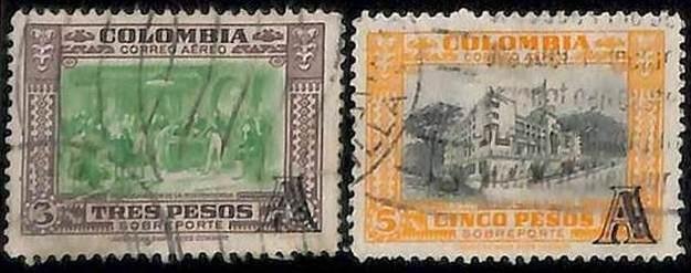 94778b  -  COLOMBIA  - STAMPS - Yvert # AIRMAIL  213-14  Used