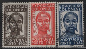 PORTUGAL, 558-560, USED, 1934, HEAD OF COLONIAL