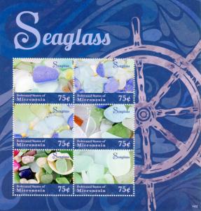 Micronesia Marine Stamps 2014 MNH Seaglass Sea Glass 6v M/S I