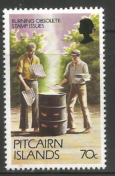 PITCAIRN ISLANDS 171A MNH, BURNING OBSOLETE STAMP ISSUES