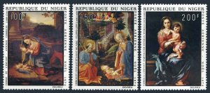 Niger C245-C247,MNH.Mi 449-451. Christmas 1974.A.Corregio,Filippo Lippi,Murillo.