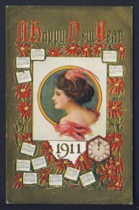 POSTAL HISTORY USA - Pretty woman profile calendar - Allen Gilbert artist