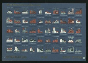 Denmark. 1964 Christmas Sheet Unfolded MNH. Imperforated. 50 Danish Churches