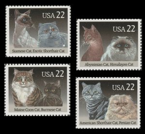 US 2372-2375 American Cats 22c set (4 stamps) MNH 1988