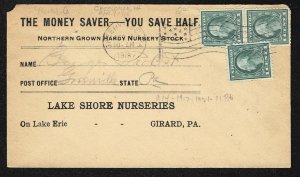 Greenville PA - Lake Shore Nurseries - Girard PA - nice war rate franking