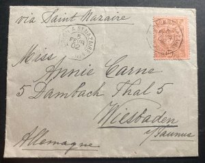 1902 Colombia Paqueboat Cover To Wiesbaden Germany Via St Nazaire