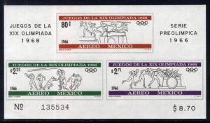 Mexico C320a Summer Olympics Souvenir Sheet MNH VF