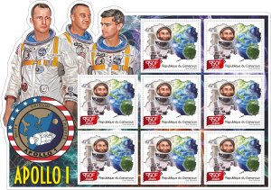 Stamps. Space Apollo 1 Cameroun 2023 year 6 sheets perforated