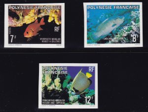 French Polynesia 1960 Imperf on Shiny Paper VF/NH  FISH Scott 327-329
