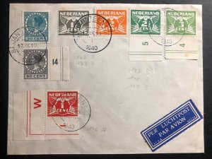1940 St Jansteen Netherlands Airmail Cover Sc#146-9 & 162-3