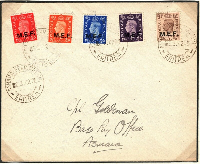 BOIC MEF First Day Cover ERITREA *Asmara Ferr.Pacchi* Railway FDC 1942 Ap250