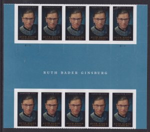 US 5821 Ruth Bader Ginsburg F header gutter block 10 MNH 2023