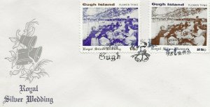 GB Gugh Island,Scillies, 1972 Silver Wedding perf pair FDC. on back GB stamp