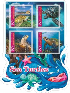 Stamps. Fauna. Sea Turtles  2022 year 1+1 sheets perforated Niger