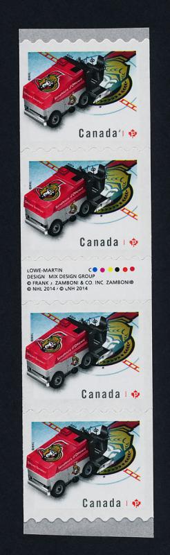 Canada 2780i Gutter Coil Strip MNH Ottawa Senators Zamboni, Ice Hockey