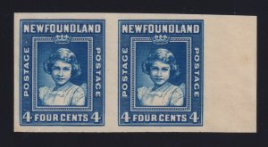 Newfoundland Sc #256var (1941) 2c Princess Elizabeth Imperforate Pair VF