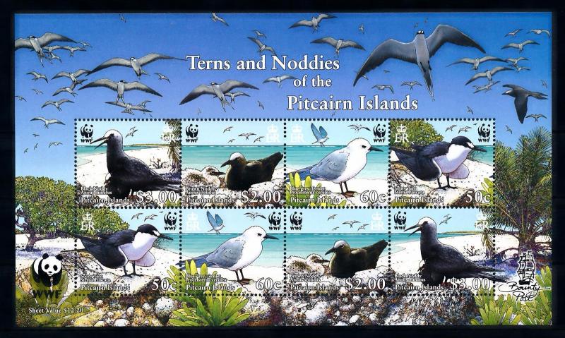 [53576] Pitcairn Islands 2007 Birds Vögel Ucelli WWF Terns an noddies MNH Sheet