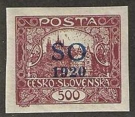 Eastern Silesia  20, mint,  hinge remnant.  blue overprint. 1920.  (D232)