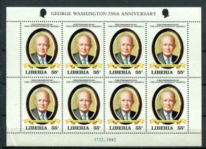Liberia 1982 Mini-Sheet of 8 (Kleinbogen) US Presidents D.D.Eisenhhower MNH 9242