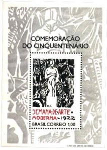 #1097 BRASIL BRAZIL 1972 MODERN ART WEEK S/SHEET YV BL 28, MNH